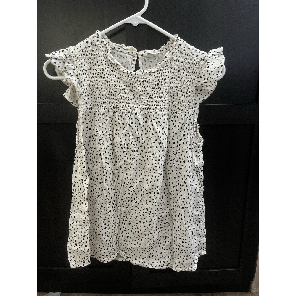 Cotton Sleeveless Top White Dotted Small